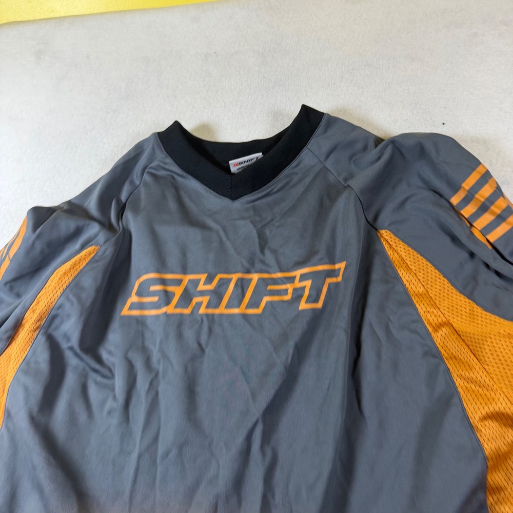 Shift Racing MX Motocross Jersey Grey Orange Long Sleeve Mesh Shirt Mens XL